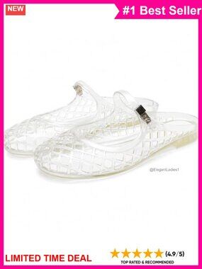 Women's Jelly Mary Jane Mule Flats Round Toe Slip On Sandals